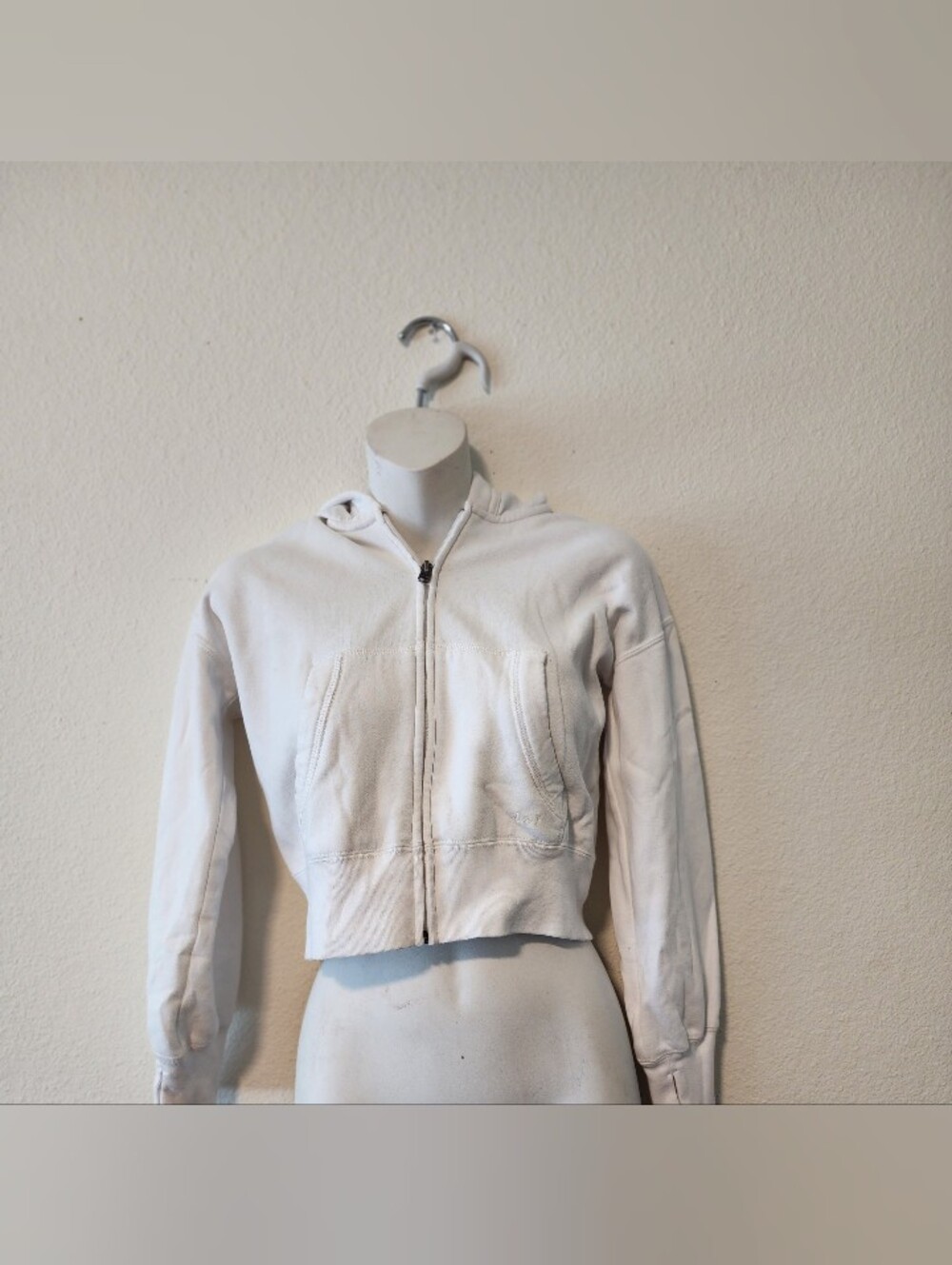 Abercrombie Kids Girls White Full Zip Cropped Hoodie Sweatshirt Size 9/10